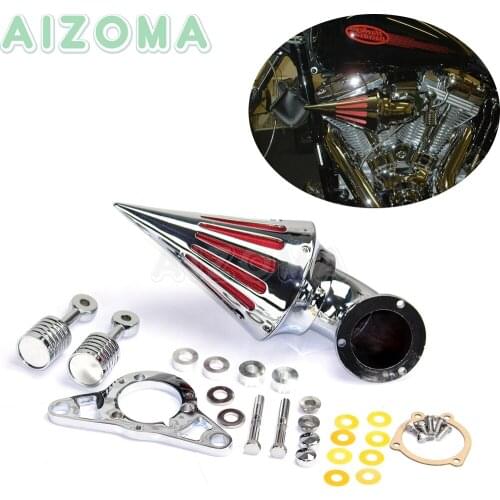 Motorcycle Cone Spike Air Cleaner Intake Filter System Kit For Harley Super Glide Dyna Softail FatBoy Touring Electra Road Glide