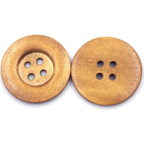 5PCS Round Brown 50mm Wooden Sewing Buttons 4 Holes DIY Accessories Supplies for Coat Clothes Scrapbook Sweater Bag Crafts Gift