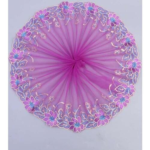 4Yards Mesh LaceTrim Dress Wedding Purple Lace Ribbon Fabric Applique Baby DIY Embroidered Sewing Craft 20cm Width