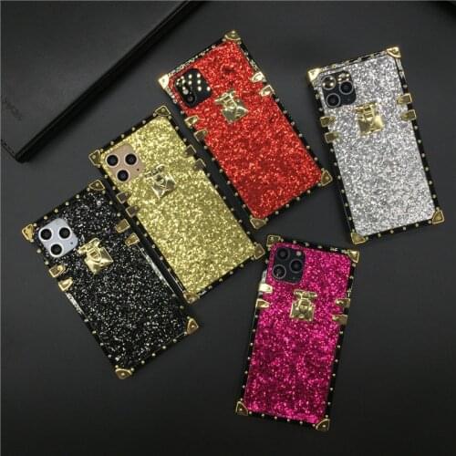 Luxury Bling Square Case for iPhone 12 MINI XS Max X XR Sequins Shinning Cover Phone Cases for iphone 11 PRO MAX 7 8 Plus 6 6S