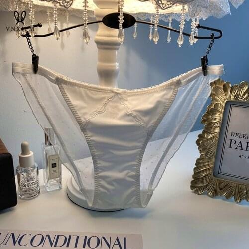 Summer simple and thin ice silk underwear, low-waist mesh solid color T-pants, European and American sexy lace seamless briefs