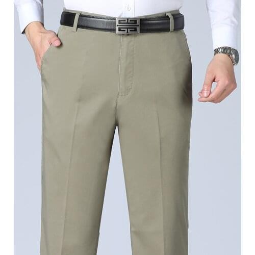 Summer Thin Mens Casual Pants High Waist Satin mens casual pants Straight Clothing Male Trousers Classic Business