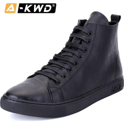 Fashion Trainers Chaussures Homme Cuir Black Elevator Shoes for Men High Top Leather Fur Boots Comfort Men Sneakers Luxury Brand