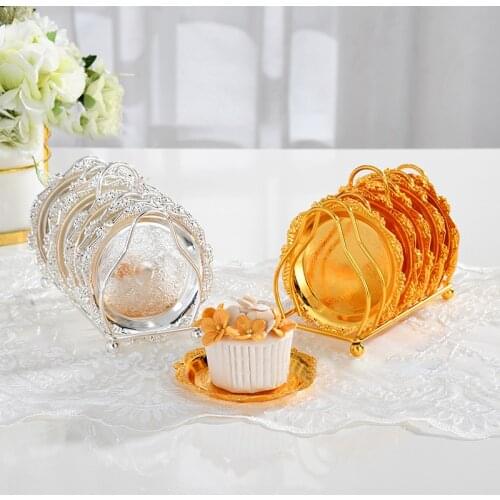 Stainless Steel High-end Gold/silver Tray Fruit Tray Hotel Household Goods KTV Fruit Tray Alloy Cake Tray 10cm 1pc