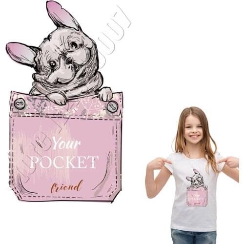 Parches For Girls DIY A-Level Heat Transfer Stickers On Clothing Iron Applique For T-Shirts Cartoon Dog Patches Custom Accessory