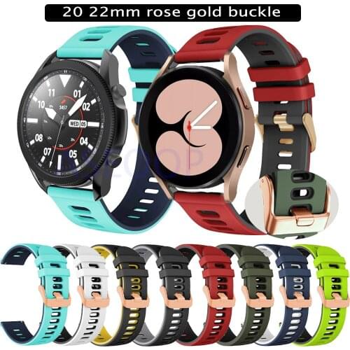 Rose gold buckle Silicone Wrist Strap For Samsung Galaxy Watch 4 Smart Watch Band Bracelet For Gear S2 S3 Active 2 Accessories