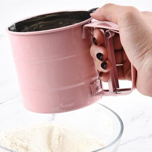 Stainless Steel Flour Sifter Handheld Manual Flour Powder Icing Sugar Sifter Cup Kitchen Home Baking Pastry Tool