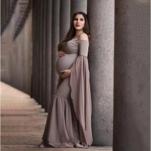 Sexy Maternity Dresses For Photo Shoot Women Evening Dresses Long Sleeve Strapless Elasticity Gowns Ladies Party Mermaid Dress