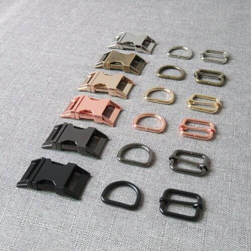 1 set 25mm Heavy duty metal D ring adjuster belt straps slider release buckle snap clasp for paracord dog collar DIY accessories