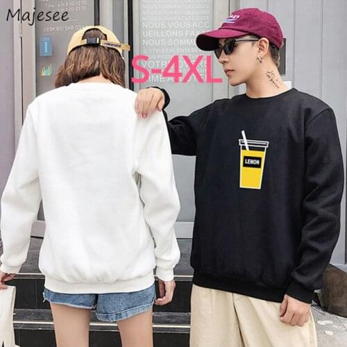 Men No Hat Hoodies Sweatshirt Couple Autumn Casual Loose Plus Size 4XL Printed Long Sleeves O-neck Sweatshirts Male All Match