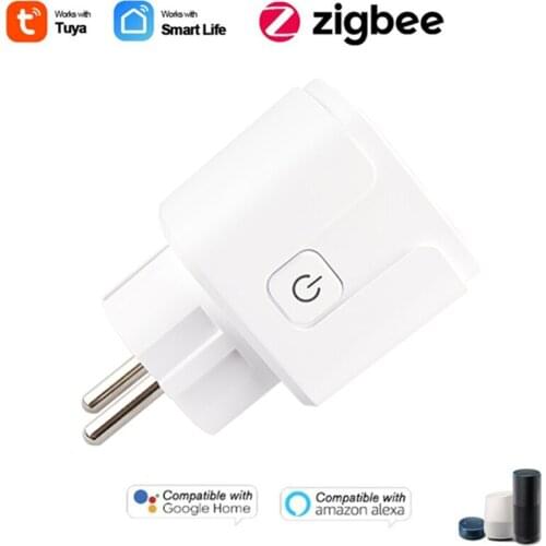 Tuya ZigBee 3.0 Smart Plug EU 16A 110-250V Timer Socket Smart Home Wireless Plug Voice Control Compatible Alexa Google Home