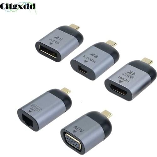 Video Cable Converter Type-C to HDMI VGA DP RJ45 Mini DP HD Jack Connector For Huawei Mate 30 MacBook USB-C Type C Adapter
