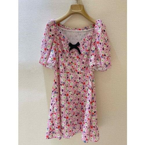 Summer New 2021SS Women Flower Prints Puff Sleeve Fashion Dress For Ladies Gdnz 5.08