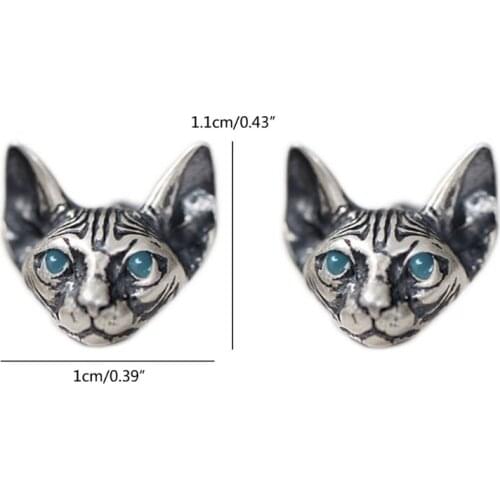1 Pair Vintage Sphink Cats Stud Earrings Hypoallergenic Punk Cats Earrings Gothic Cool Earrings Unisex Fashion Jewelry for 13MD
