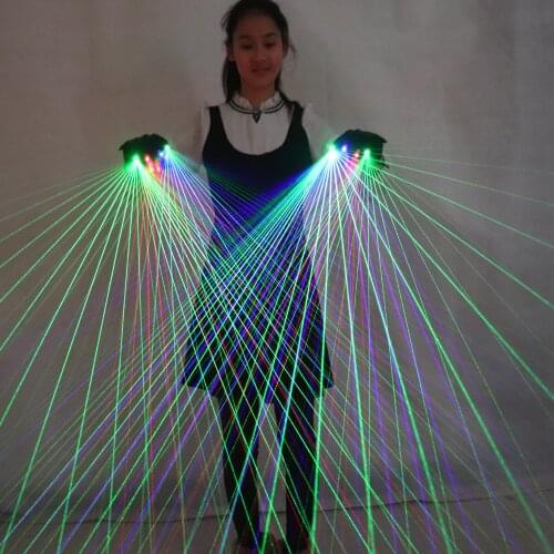 2 in 1 Multi-line RGB Laser Gloves With2 Green 1 Red 1 Blue For LED luminous Costumes Show