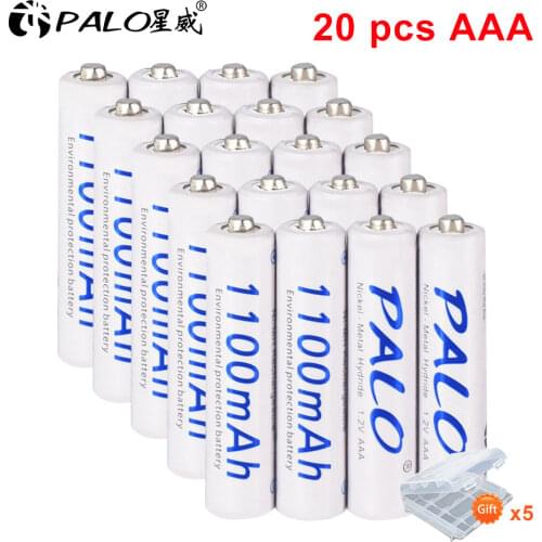 20pcs/lot 1100mAh 1.2V AAA Ni-MH Rechargeable Battery AAA Pre-Charged NIMH Batteries Pack For Toys Microphone Remote Controls