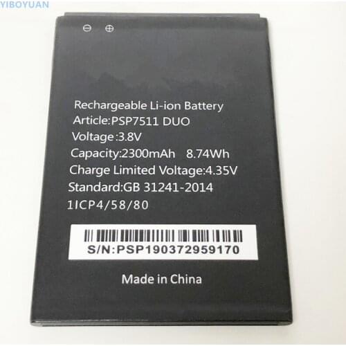 3.8V 2300mAh PSP7511 DUO For Prestigio MultiPhone Muze B7 7511 DUO Battery