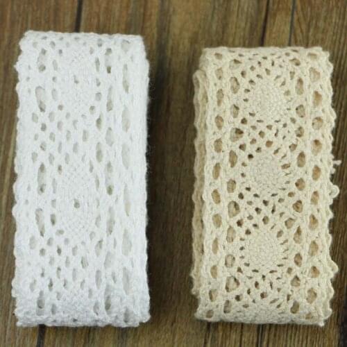 5 yards of white cotton lace lace fabric DIY cotton crochet lace belt weaving decorative fabric Material: Cotton