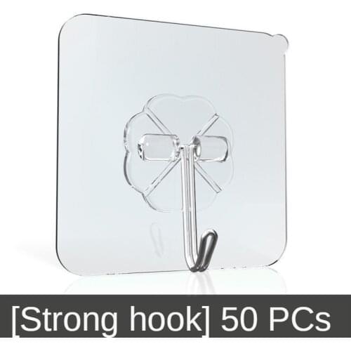 50pcs Powerful Non-marking Invisible Hook Wall Kitchen Sticky Hook Creative Bathroom Punch-free Waterproof Suction Cup Hook