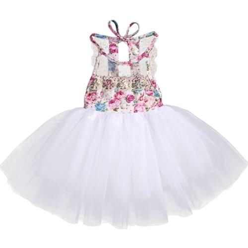 Free shipping Baby Kids Girls Party Dresses Tulle Tutu Lace Floral Dress Backless Sundress