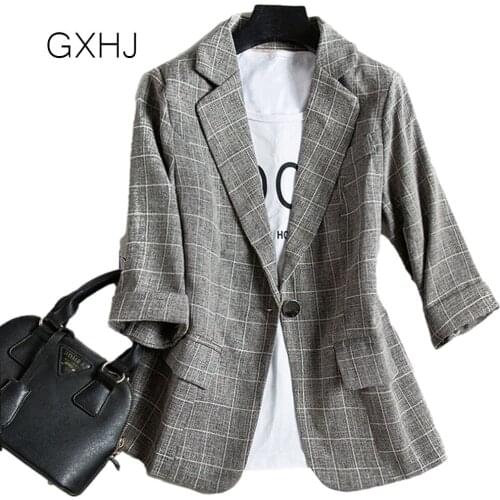 Ladies suit Women Suit Jacket Blazer Femme Plaszcz Wiosenny Damski Sobrecamisa Cuadros Plaid Checkered Blazer LHJ096