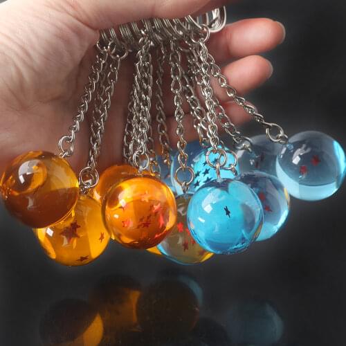 Japanese Cartoons Z 1-7 Stars Goku Star Spherical Keychain Figures Toys Key Chain Pendant Car Women Men Bag Accessories