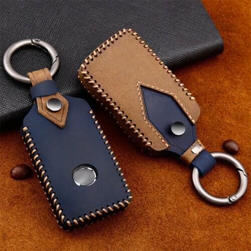 Genuine Leather Car Key Case Cover For Mazda 3 Alexa CX4 CX5 CX8 2019 2020 3 Buttons Smart Remote Car Key