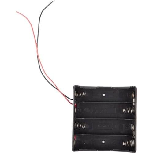 Black 4 x 3.7V 18650 Pointed Tip Batteries Battery Holder Case w Wire Leads