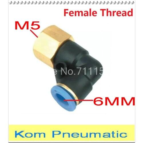 Fedex Free Shipping L Female Elbow PLF 6MM Tube Push in M5 Thread One Touch Air Fitting Joint Coupler Pipe Connect PLF 6-M5