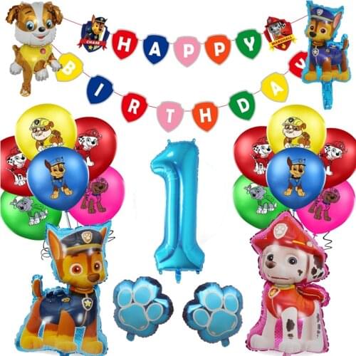 Paw Patrol Foil Dog Ballons Action Figures Chase Rubble Marshall Model Toys Boys Birthday Party Balloon Deco Gifts For Children