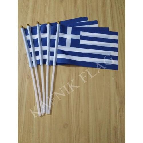 KAFNIK,5pcs Greek Hand Waving National Flag 14*21cm #8 Polyester Flag Free Shipping