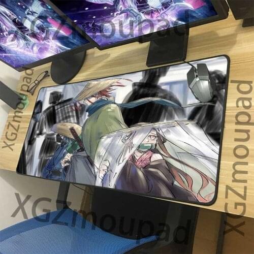 XGZ Anime Demon Slayer Kimetsu No Yaiba HD Fashion Coaster Large Mouse Pad Black Lock Edge Computer Desk Mat Rubber Non-slip Xxl