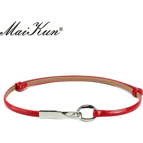 Elegant Ladys Original Leather Belts for Dress High Quality Metal Buckle Cowhide Belts for Women Colorful Bodycon Skirt Belts