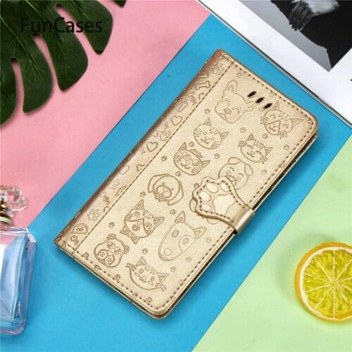 Cute Cat And Dog Cases For Phones For estuche Samsung A80 Case Coque PU Leather Flip Case Coques sFor Samsung Galaxy carcaso A90