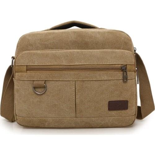 Retro Travel Male Crossbody Bag Flip Solid Color Casual Messenger Canvas Fashion Zipper Multifunctional mens Shoulder Bag