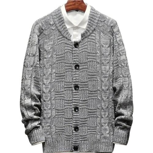 Autumn Winter Mens Sweater Casual Long Sleeve Knitted Sweater Men Loose Outerwear Jumpers Pull Homme Cardigan Men