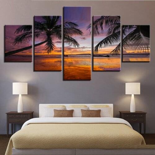 5D DIY Full square Diamond Painting Mosaic 5 Panel Beach Sunset Landscape Diamond Rhinestone Embroidery Cross Stitch decor WW055
