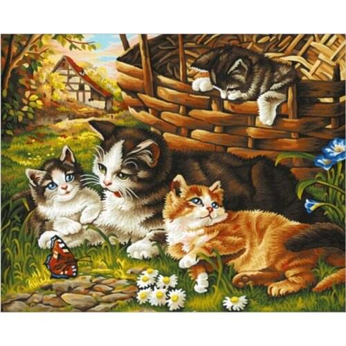DIY Digital Painting By Numbers Package The farm cat oil painting mural Kits Coloring Wall Art Picture Gift frameless