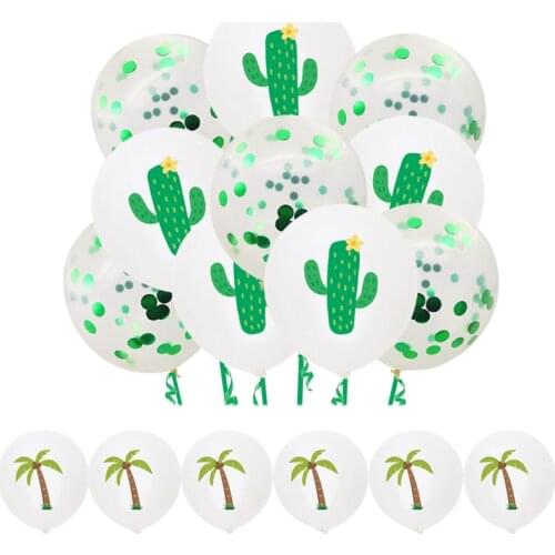 10 15 30Pcs 12 inch Cactus Coconut Latex Balloon Set Summer Hawaii Beach Birthday Party Decoration Sequin Balloon Set