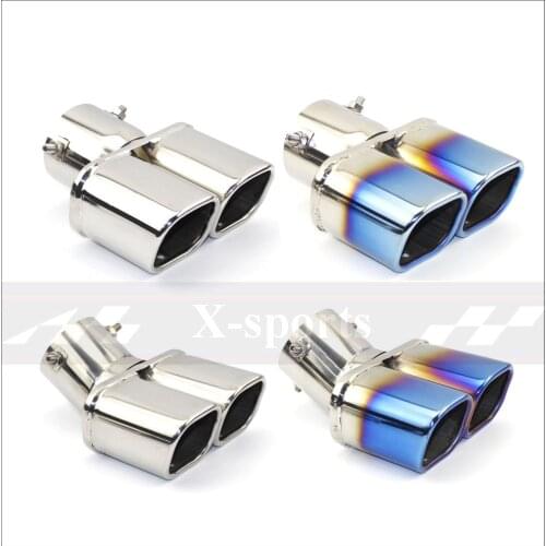 Car Exhaust Pipe Muffler tail pipe outlet nozzle end Universal Stainless Steel square end one change two double out ID 60MM 75MM