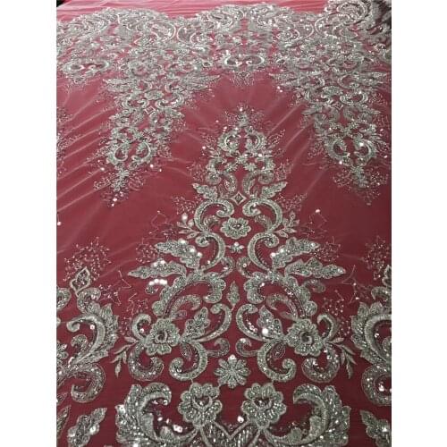Nigerian Lace Fabric J-428884 High Quality Lace Fabirc with beads Luxury Tulle Lace Fabirc Net African Lace For Wedding