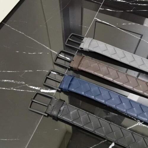 2021 New Mens Leather Belt High-Grade Hand-Woven High Quality Luxury Design Cowhide Casual All-Match Buckle Business Waistban