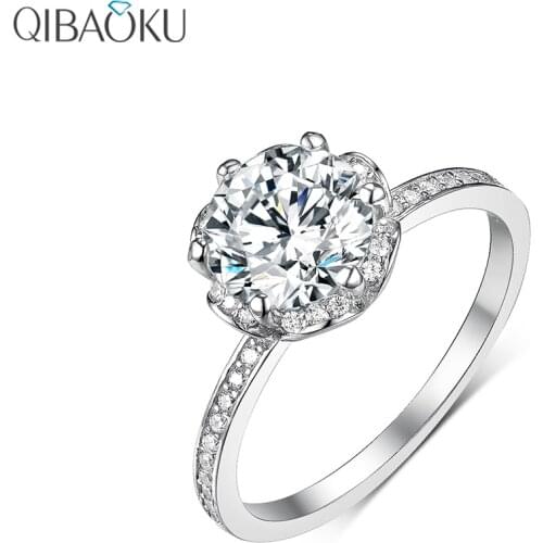 Solid 14k White Gold Flower Shape Round Moissanite Engagement Ring for Women Luxury Moissanite Wedding Rings Jewelry