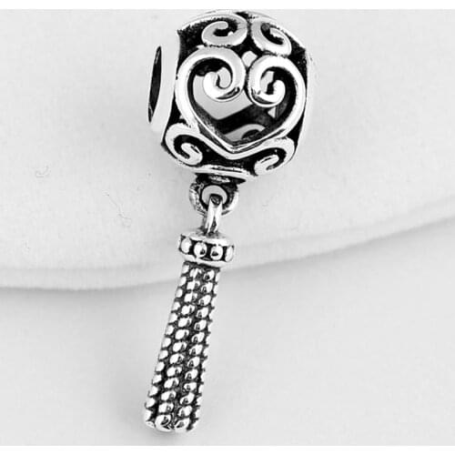 Original Openwork Filigree Enchanted Heart Tassel Pendant Beads Fit 925 Sterling Silver Bead Charm Europe Bracelet Diy Jewelry