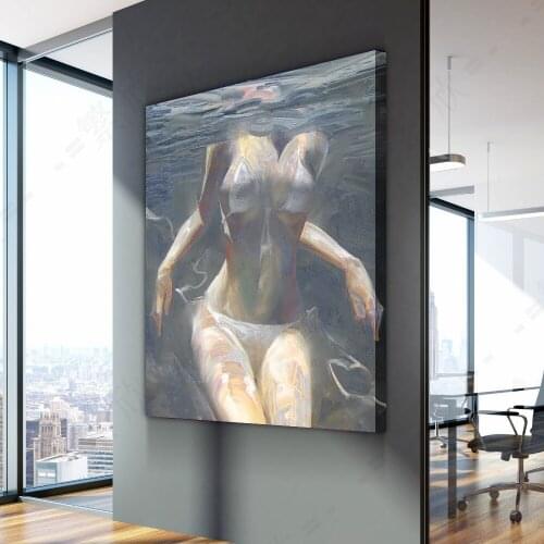 Sexy Girl Pure white swimsuit painting HD Print Poster Canvas Wall Art Painting Picture Modular Modern Living Room Home Decor