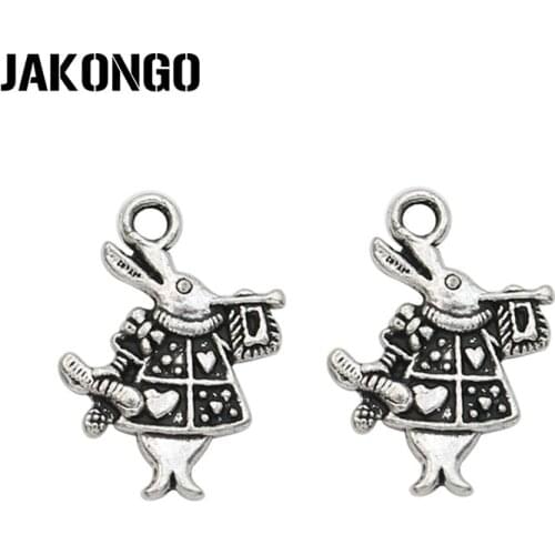 20pcs Antique Silver Plated Rabbit Charms Pendants for Jewelry Making Bracelet DIY Handmade 20x15mm