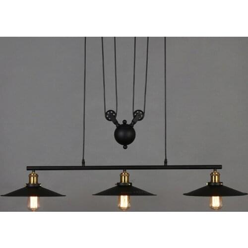 Umbrella Pulley Lifting Hanging light Industrial Retro American Rural Cafe Living Room Shop Bar Decoration Pendant Lamps