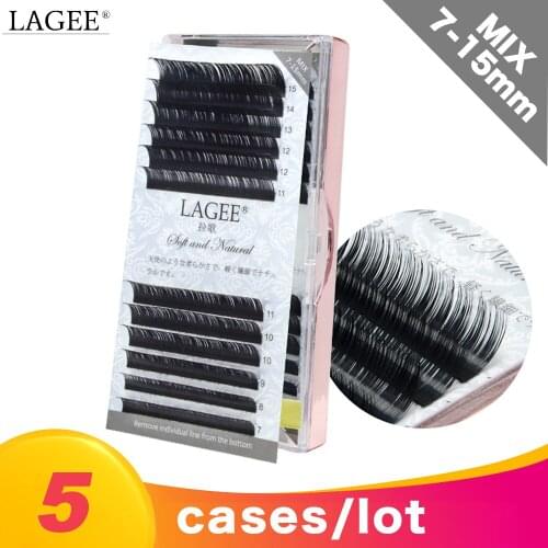 LAGEE 5 cases C CC D high-quality faux Individual eyelash extensions soft natural mink lashes maquiagem cilios lashes mix size