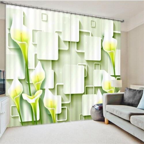 Green Curtain print Luxury 3D Window Curtain For Living Room office Bedroom Customized size Drapes Cortinas Rideaux pillowcase