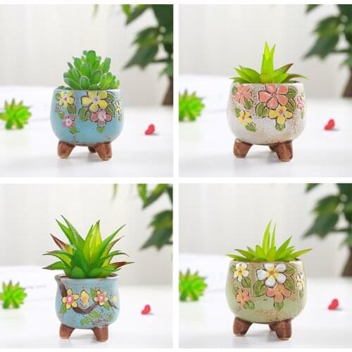 1Pcs Gardening Korean Fleshy Mini Cute Flower Pot Ceramic Thumb Pot Color Hand-painted Fleshy Pot Wall Planter Ceramic Pot